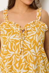 YOURS Plus Size Yellow Abstract Frill Vest Top | Yours Clothing 4