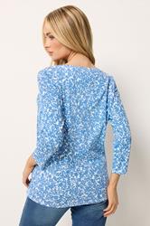 M&Co Blue Ditsy Floral Cotton Top | M&Co 2