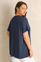 EVANS Plus Size Navy Blue 'Soleil & Mar' Slogan Print T-Shirt | Evans 4