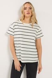 LTS Tall Women's White Stripe Cotton Oversized T-Shirt | Long Tall Sally 3