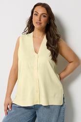YOURS Plus Size Yellow Knitted Waistcoat | Yours Clothing 3