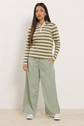 M&Co Petite Sage Green Midrise Wide Leg Cargo Trousers | M&Co 1
