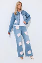 LIMITED COLLECTION Plus Size Blue Rose Printed Denim Jacket | Yours Clothing 1