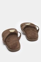 Chocolate Brown Hammered Disk Sandals In Extra Wide EEE Fit | Yours Clothing 4