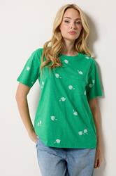 M&Co Green Dandelion Print Cotton T-Shirt | M&Co 3