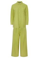 EVANS Plus Size Set Chartreuse Green Linen Shirt & Trouser | Evans 9
