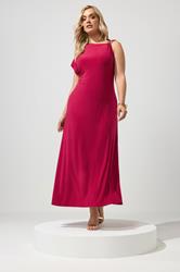 YOURS LONDON Plus Size Red Metal Buckle Detail Maxi Dress | Yours Clothing 1