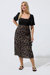 LIMITED COLLECTION Plus Size Brown Leopard Print Mixed Dress | Yours Clothing 3