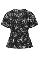 YOURS Curve zwarte blouse met bloemenprint en pofmouwen