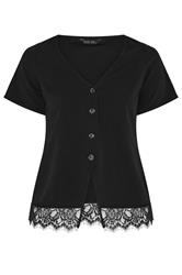 LIMITED COLLECTION Plus Size Black V-Neck Lace Hem Top | Yours Clothing 6