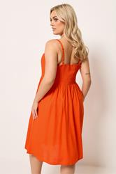 YOURS Plus Size Orange Strappy Midi Sundress | Yours Clothing 2