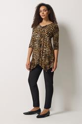 M&Co Brown Leopard Print Hanky Hem Top | M&Co 1