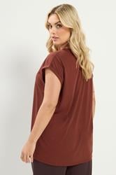 YOURS Plus Size Rust Orange V-Neck Basic T-Shirt | Yours Clothing 2