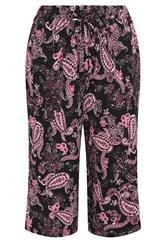 YOURS Plus Size Pink Paisley Cropped Trousers | Yours Clothing 5