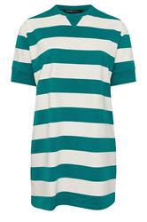 YOURS Robe t-shirt bleu sarcelle et blanche à rayures