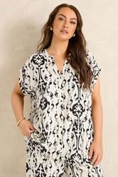 EVANS Plus Size Set White Abstract Print Blouse & Trouser | Evans 6