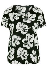 EVANS Oberteil in Schwarz mit Blumenmuster und V-Ausschnitt