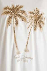 EVANS Plus Size White Sequin Embellished Palm Trees Graphic T-Shirt | Evans  4