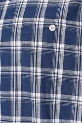 D555 Big & Tall Navy Blue Check Pocket Short Sleeve Shirt | BadRhino 5