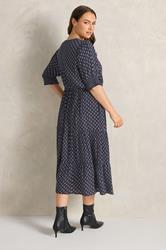 EVANS Plus Size Navy Blue Dobby Tiered Maxi Dress | Evans 5