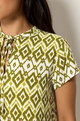 PixieGirl Petite Women's Green Abstract Smock Midi Dress | PixieGirl 4