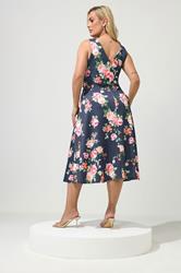 YOURS LONDON Plus Size Navy Blue Floral Midi Dress | Yours Clothing 2