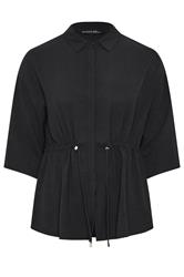 EVANS Curve Black Collared Shacket