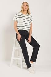 LTS Tall Women's White Stripe Cotton Oversized T-Shirt | Long Tall Sally 1