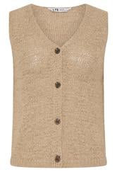 LTS Tall Natural Brown Button Knitted Vest Top
