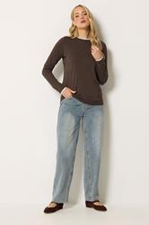LTS Tall Chocolate Brown Layered Long Sleeve T-Shirt | Long Tall Sally 2