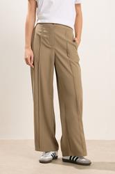 PixieGirl Petite Women's Mocha Brown Side Stripe Wide Leg Trousers | PixieGirl 2