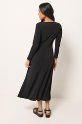 PixieGirl Petite Women's Black Scoop Neck Midi Dress | PixieGirl 2