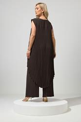 YOURS LONDON Plus Size Chocolate Brown Pleated Set | Yours Clothing 2