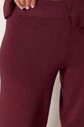 LTS Tall Women's Burgundy Red Wide Leg Knitted Trousers | Long Tall Sally 4