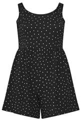 YOURS Curve Black Polka Dot  Smock Textured Playsuit