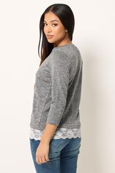 M&Co Petite Grey Lace Hem Top | M&Co 2