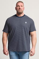 BadRhino Big & Tall Navy Blue Stripe Pique T-Shirt | BadRhino 1
