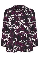 EVANS Plus Size Purple Blurred Floral Blouse | Evans 5