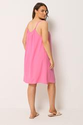 YOURS Plus Size Pink Strappy Swing Mini Dress | Yours Clothing 2