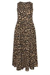 YOURS Curve Brown Leopard Tiered Maxi Dress