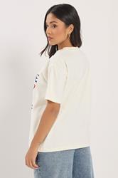 PixieGirl Petite Women's Cream 'Morning Coffee Club' Cotton Oversized T-Shirt | PixieGirl 4