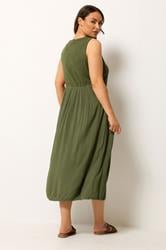 YOURS Plus Size Khaki Green Textured Maxi Dress | Yours Clothing 2