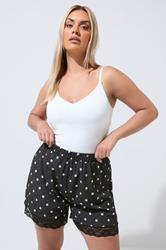 LIMITED COLLECTION Plus Size Black Polka Dot Lace Trim Shorts | Yours Clothing 3