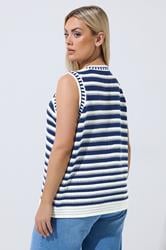 LIMITED COLLECTION Plus Size Navy Blue Stripe Knitted Waistcoat | Yours Clothing 4