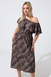 LIMITED COLLECTION Plus Size Brown Leopard Frill Dress | Yours Clothing 3