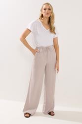 LTS Tall Women's Natural Brown Wide Leg Linen Trousers | Long Tall Sally 3