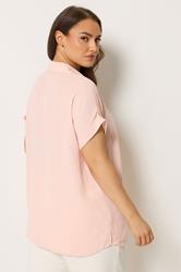 YOURS Plus Size Pink Button Half Placket Blouse | Yours Clothing 2
