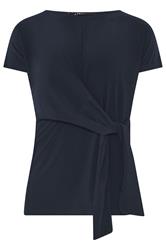 LTS Tall Navy Blue Tie Detail Top