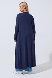 LIMITED COLLECTION Plus Size Navy Blue Ribbed Maxi Cardigan | Yours Clothing 2