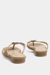 LTS Natural Brown Hammered Low Heel Sandals In Standard Fit | Long Tall Sally 2